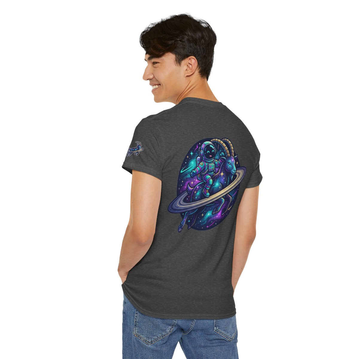 Color: Dark Heather | Space Explorer Capricorn Premium Graphic Tee