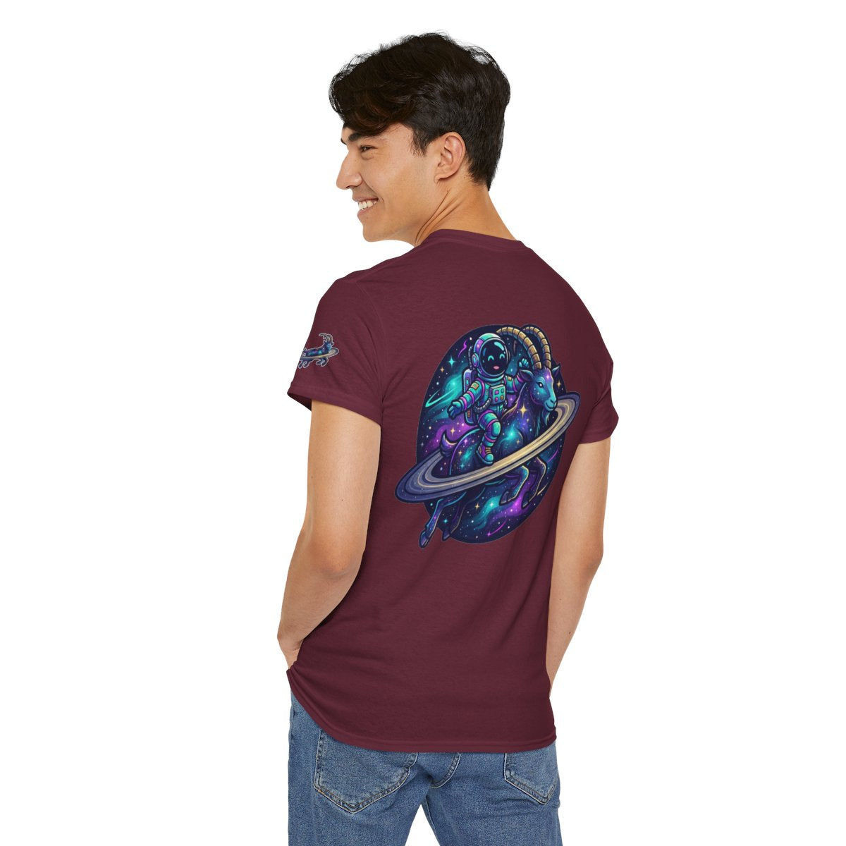 Color: Maroon | Space Explorer Capricorn Premium Graphic Tee