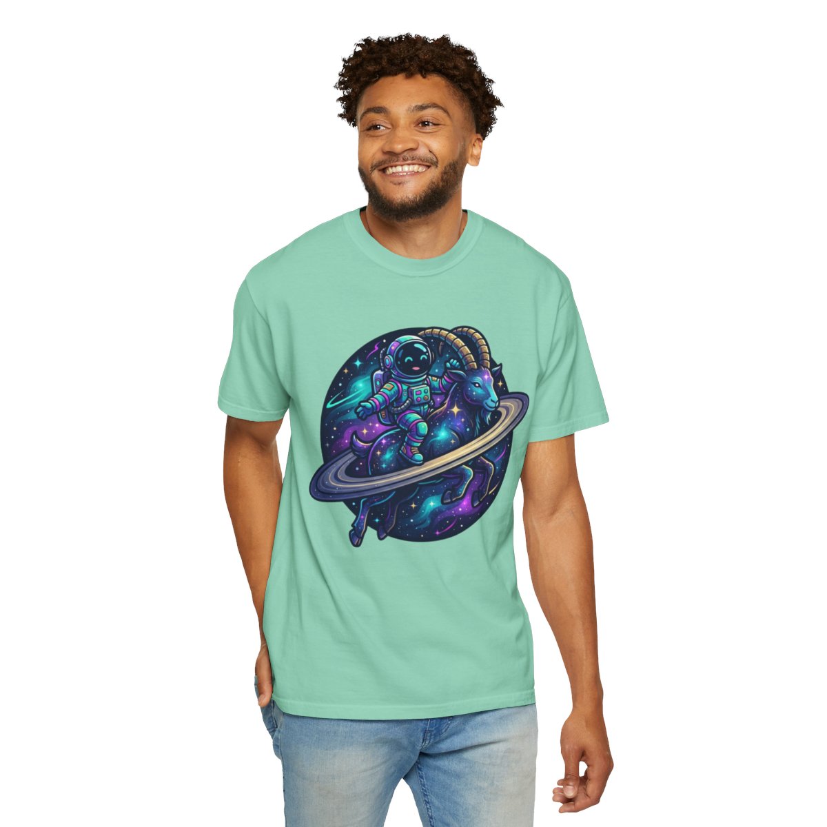 Color: Island Reef | Space Explorer Capricorn Unisex Garment-Dyed Tee