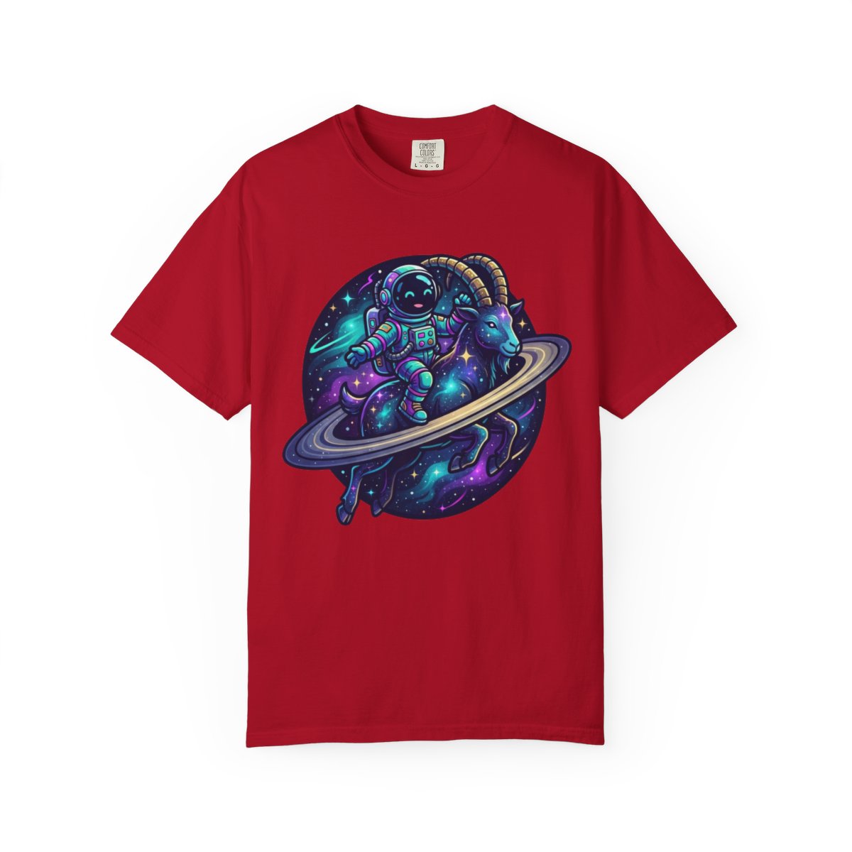 Color: Red | Space Explorer Capricorn Unisex Garment-Dyed Tee