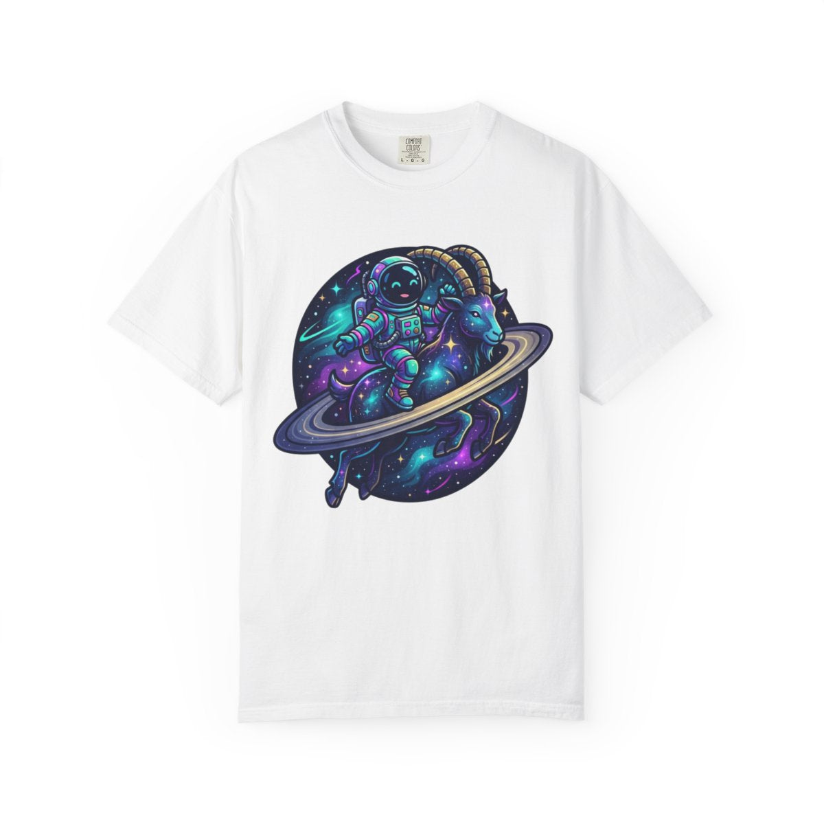 Color: White | Space Explorer Capricorn Unisex Garment-Dyed Tee