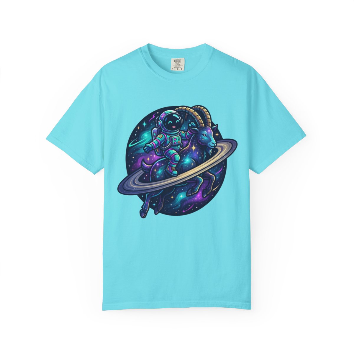 Color: Lagoon Blue | Space Explorer Capricorn Unisex Garment-Dyed Tee