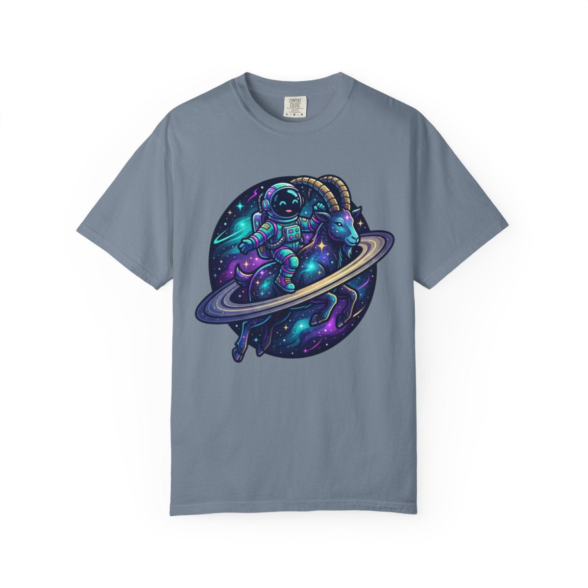 Color: Blue Jean | Space Explorer Capricorn Unisex Garment-Dyed Tee