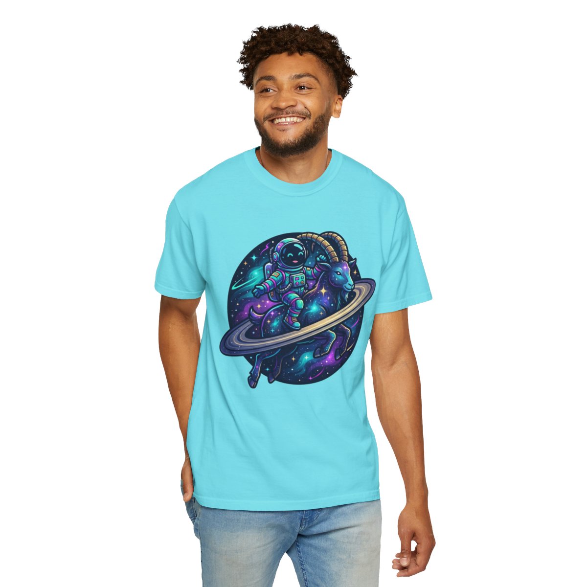 Color: Lagoon Blue | Space Explorer Capricorn Unisex Garment-Dyed Tee