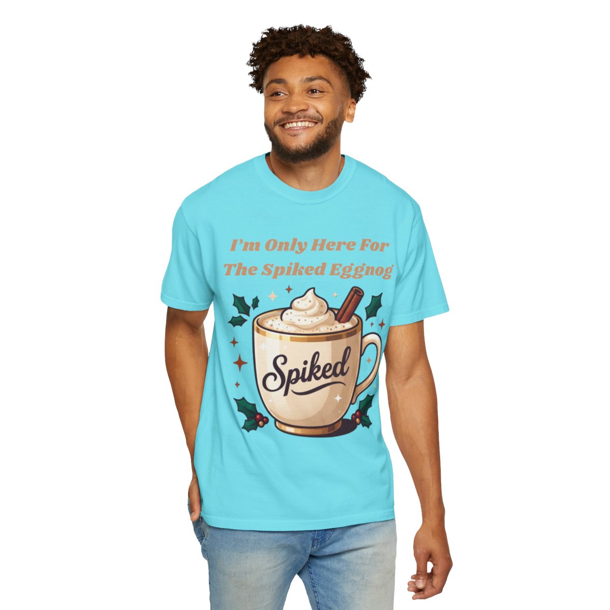 Color: Lagoon Blue | Spiked Eggnog Unisex Garment-Dyed Tee