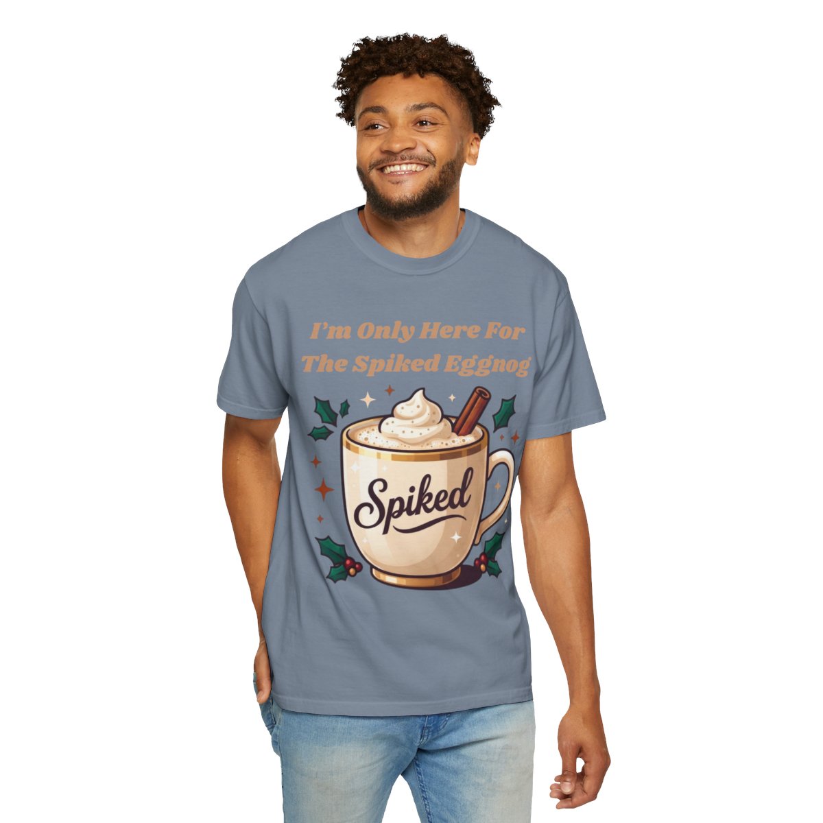 Color: Blue Jean | Spiked Eggnog Unisex Garment-Dyed Tee