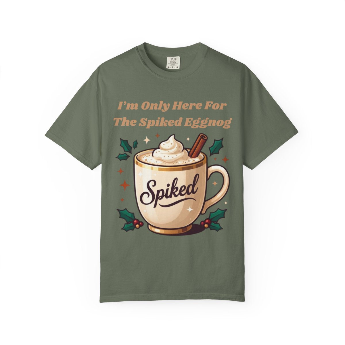 Color: Moss | Spiked Eggnog Unisex Garment-Dyed Tee