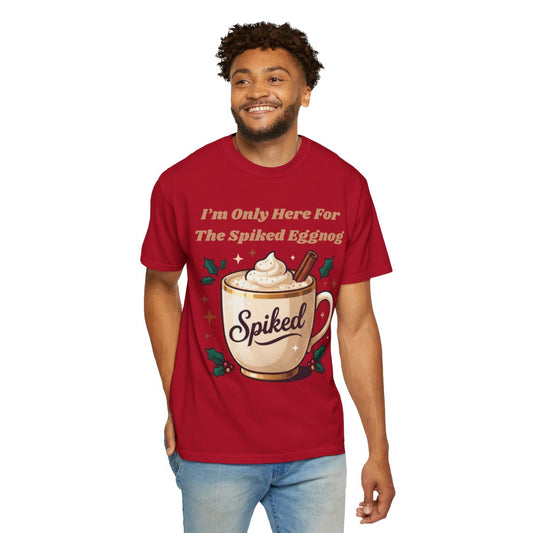 Color: Red | Spiked Eggnog Unisex Garment-Dyed Tee