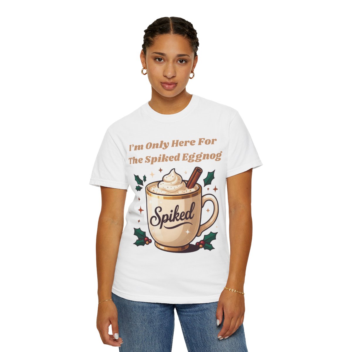 Color: White | Spiked Eggnog Unisex Garment-Dyed Tee