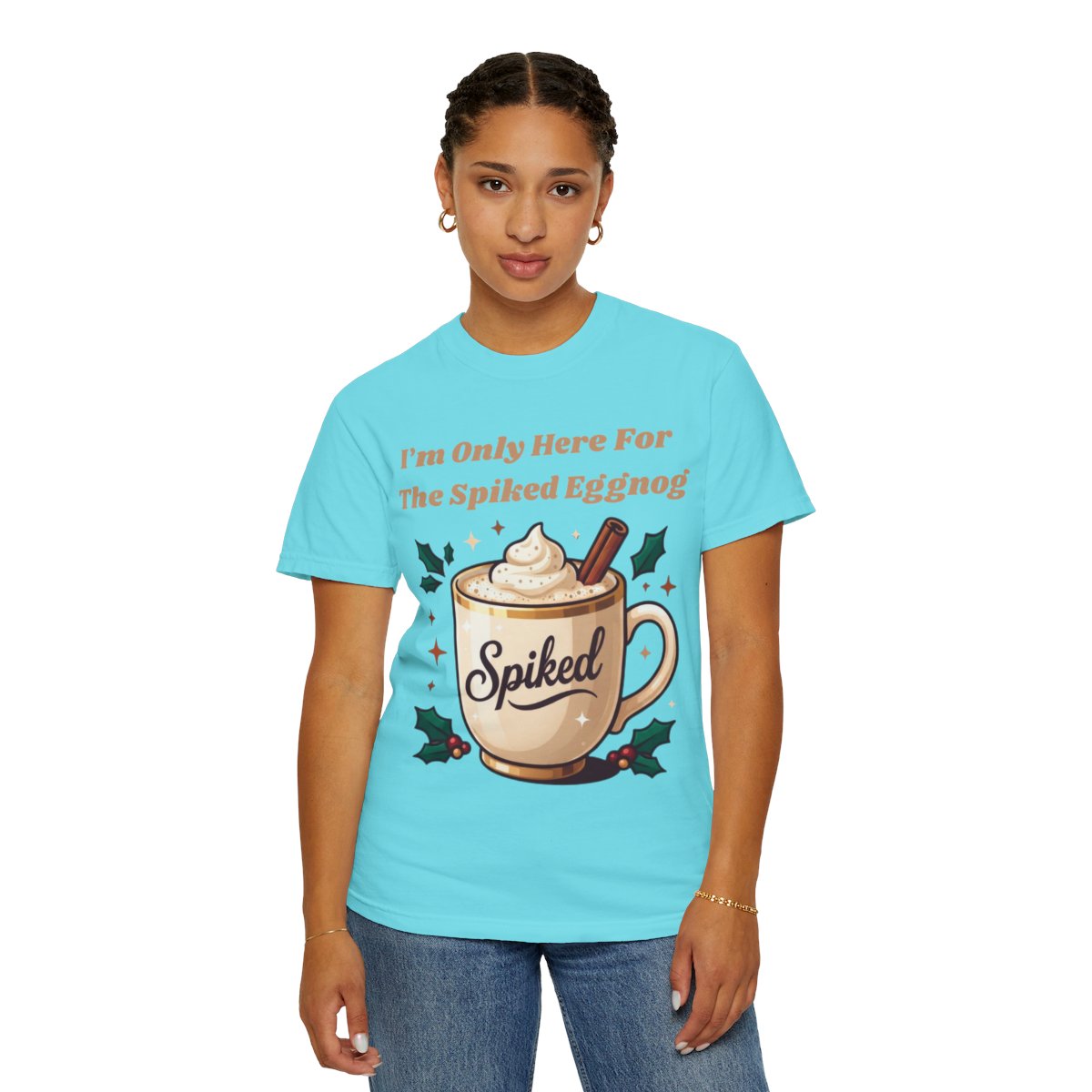 Color: Lagoon Blue | Spiked Eggnog Unisex Garment-Dyed Tee