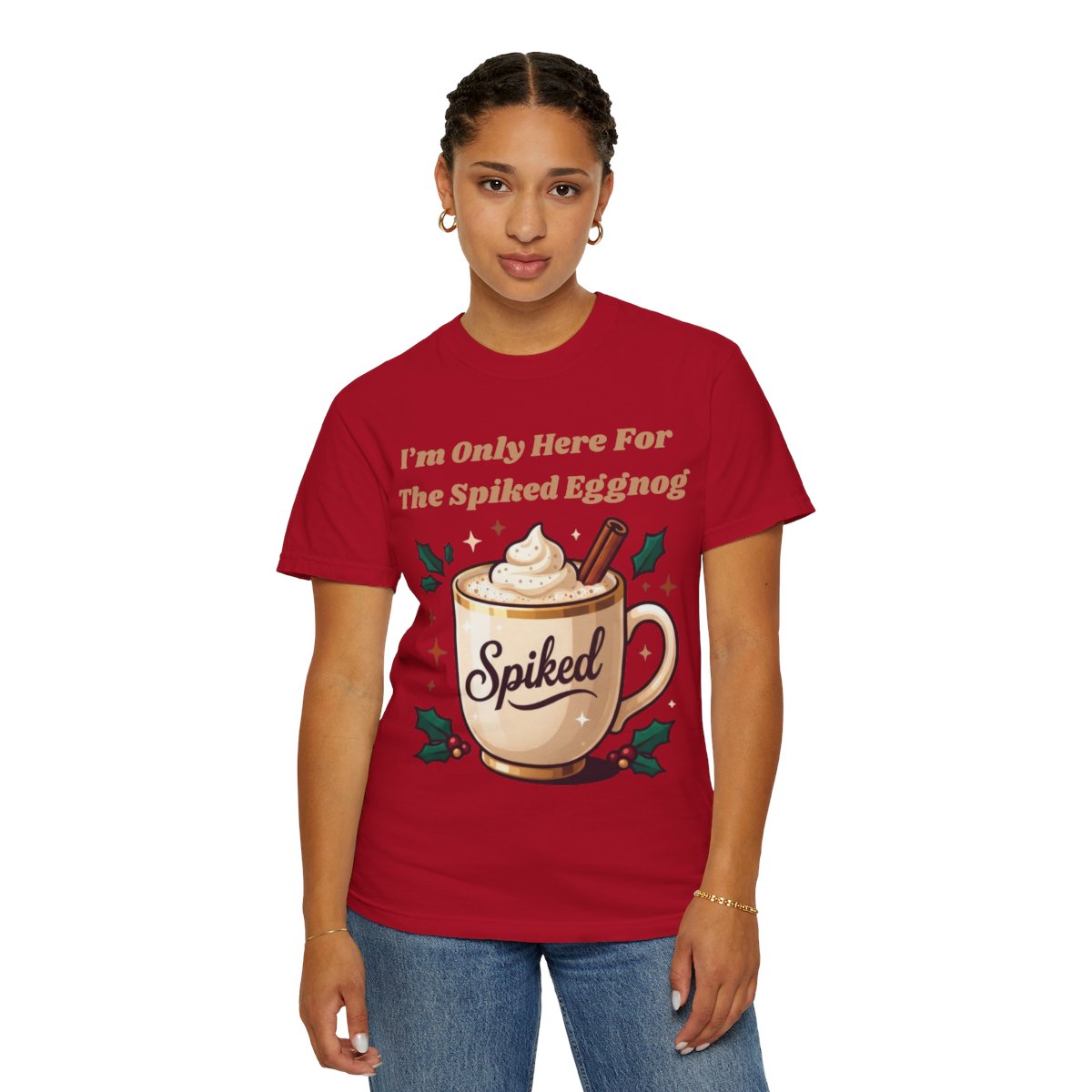 Color: Red | Spiked Eggnog Unisex Garment-Dyed Tee
