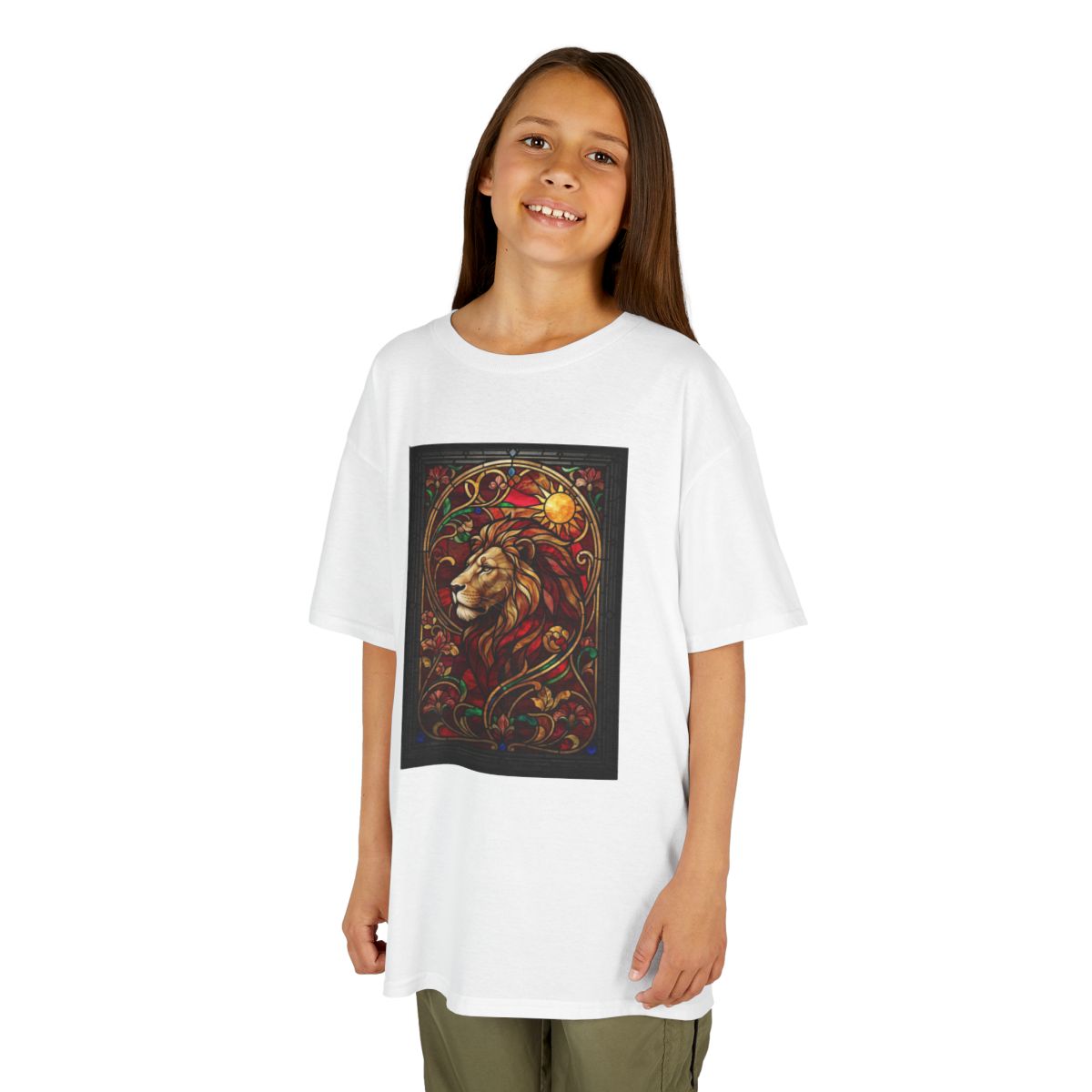 Color: White | Stained Glass Sign LEO Kids Tee