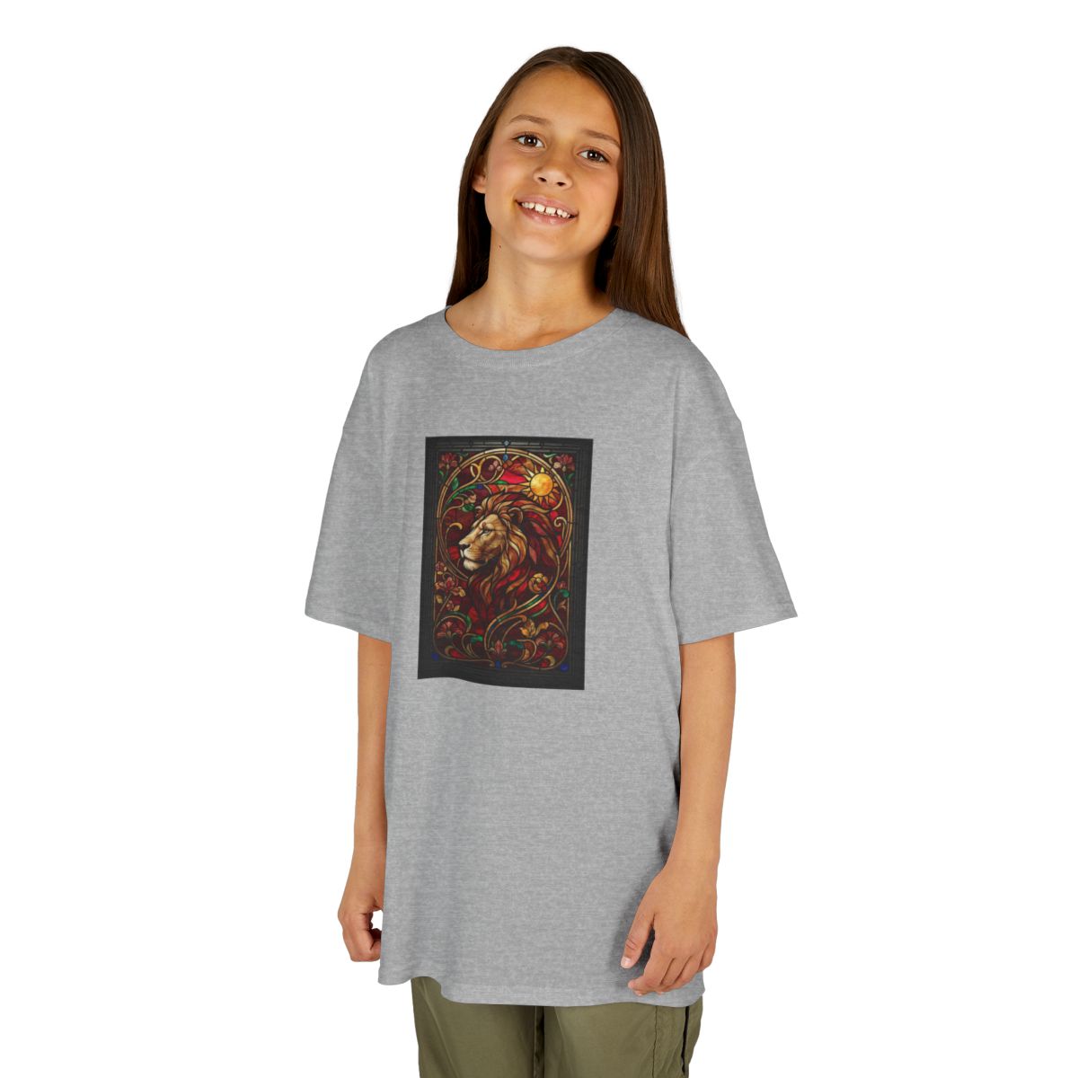 Color: Sport Grey | Stained Glass Sign LEO Kids Tee