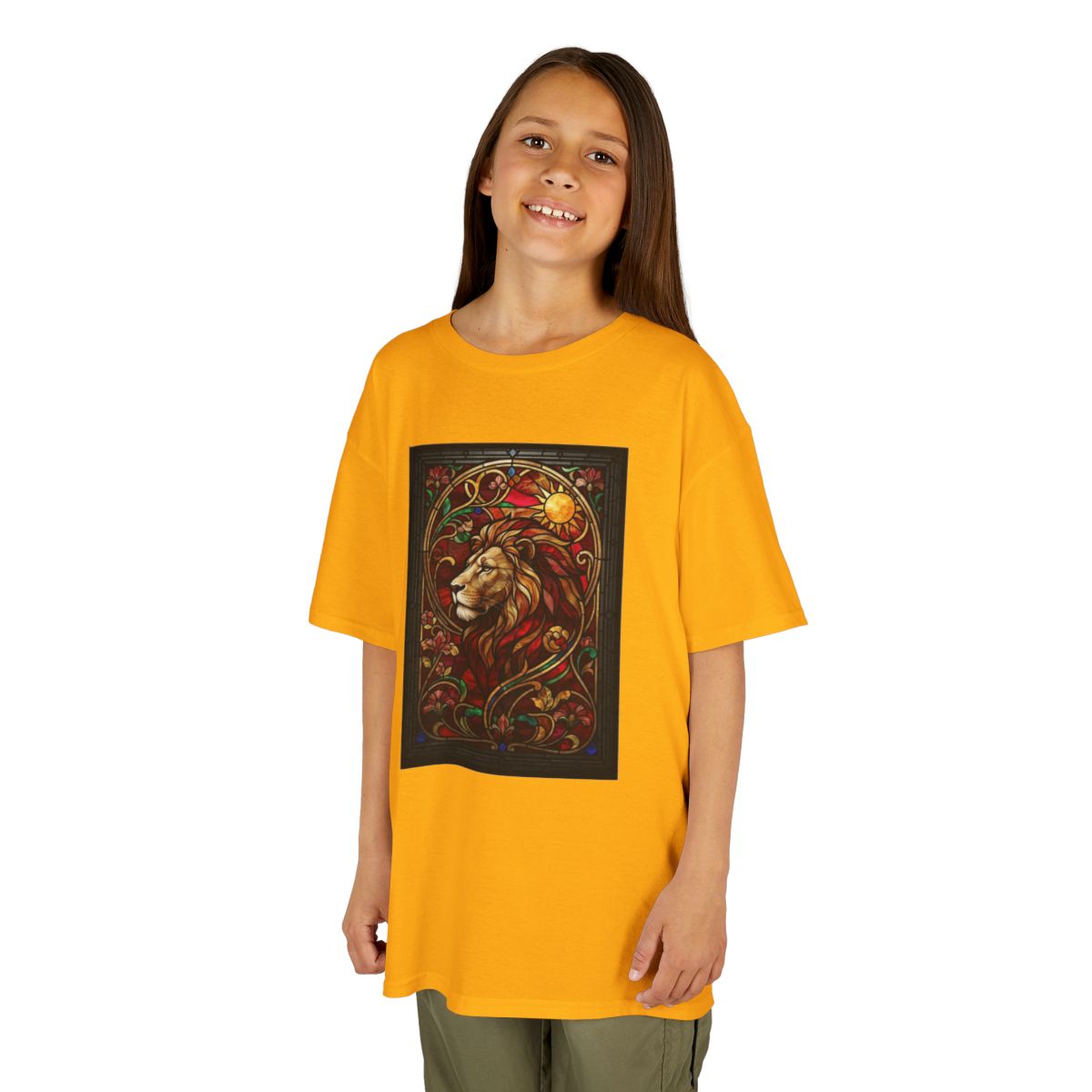 Color: Gold | Stained Glass Sign LEO Kids Tee