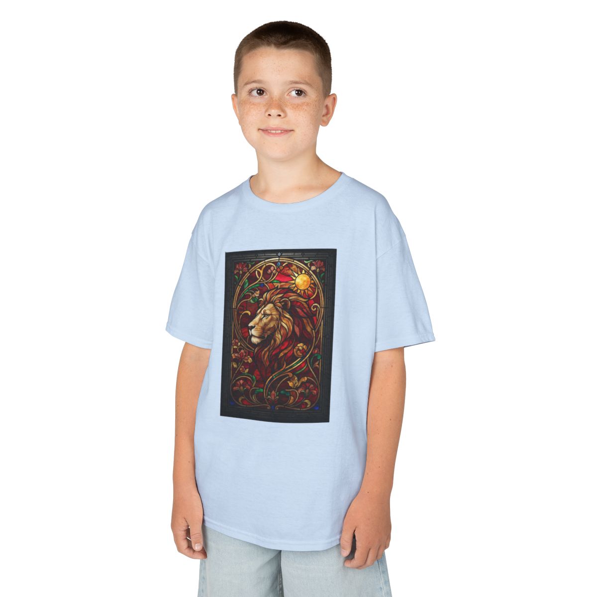 Color: Light Blue | Stained Glass Sign LEO Kids Tee