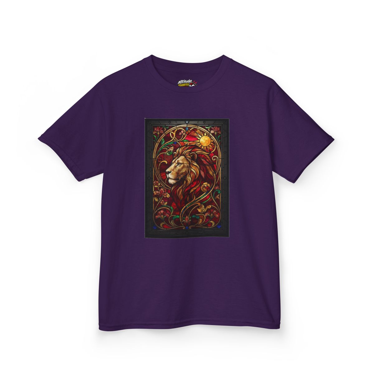 Color: Purple | Stained Glass Sign LEO Kids Tee