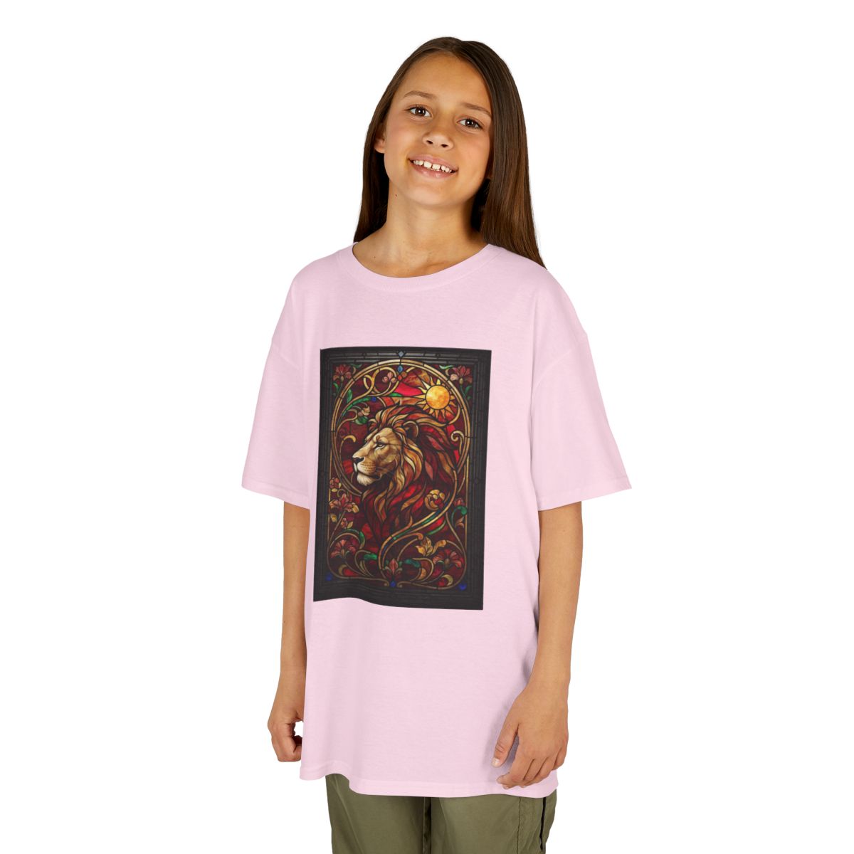 Color: Light Pink | Stained Glass Sign LEO Kids Tee