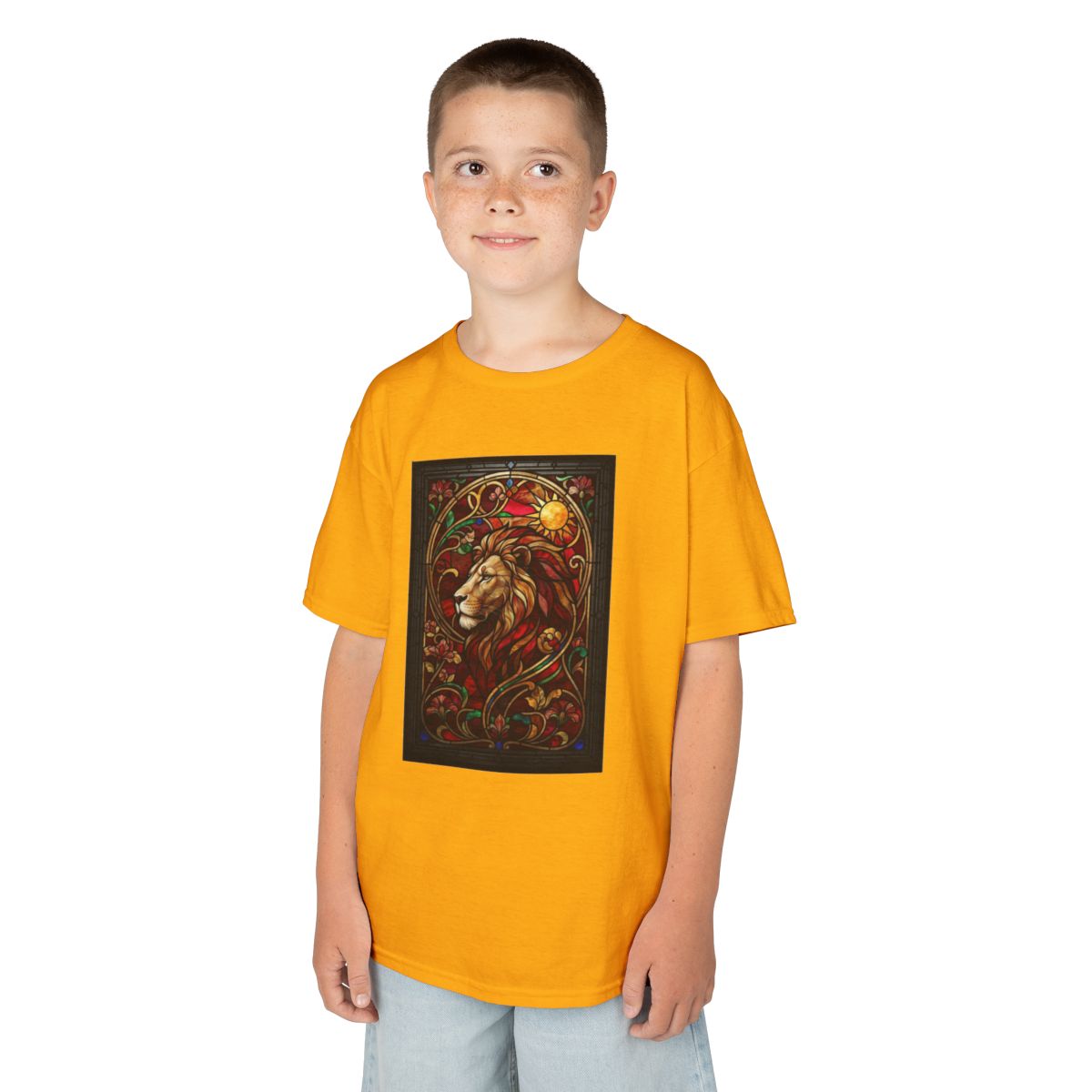 Color: Gold | Stained Glass Sign LEO Kids Tee