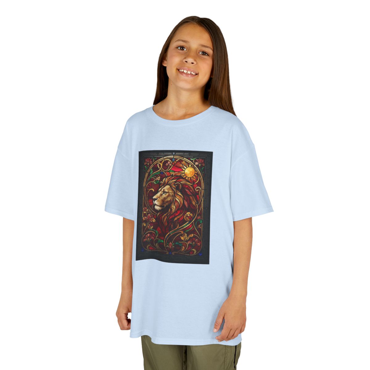 Color: Light Blue | Stained Glass Sign LEO Kids Tee