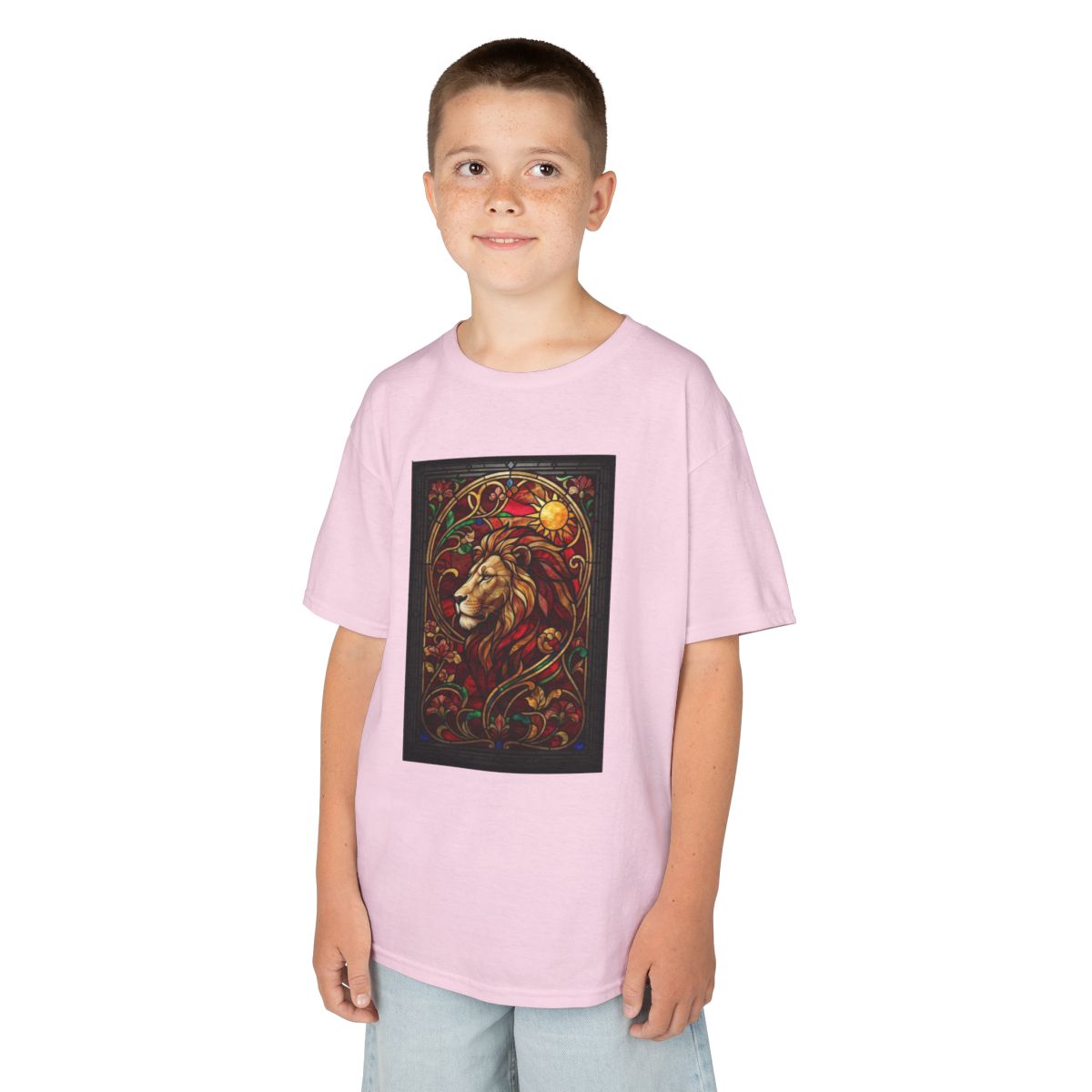 Color: Light Pink | Stained Glass Sign LEO Kids Tee