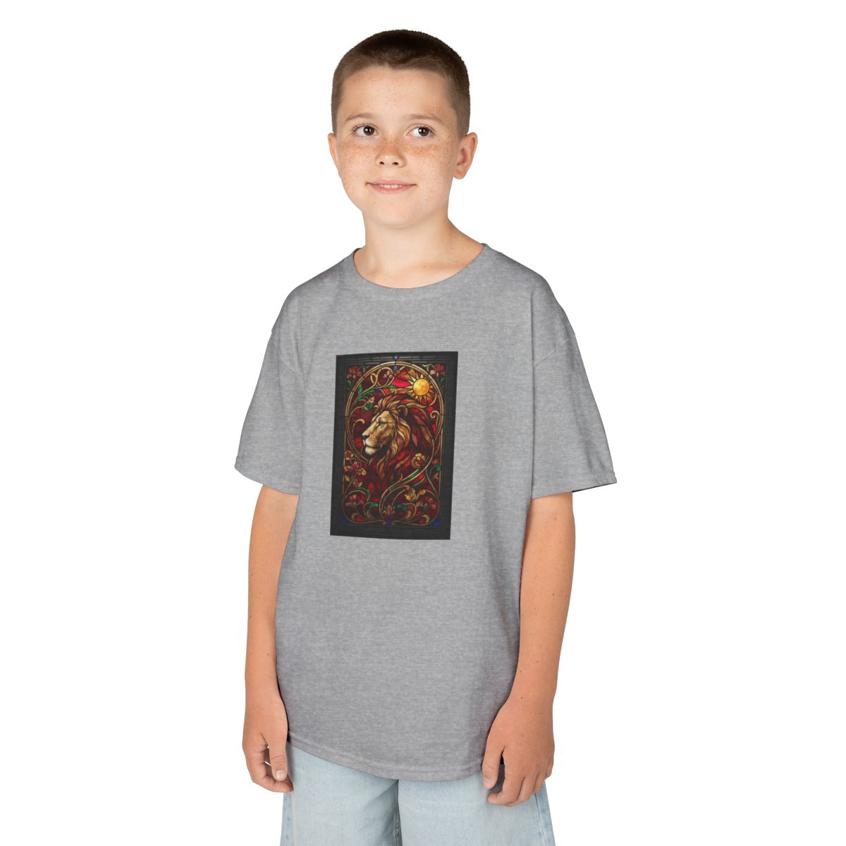 Color: Sport Grey | Stained Glass Sign LEO Kids Tee