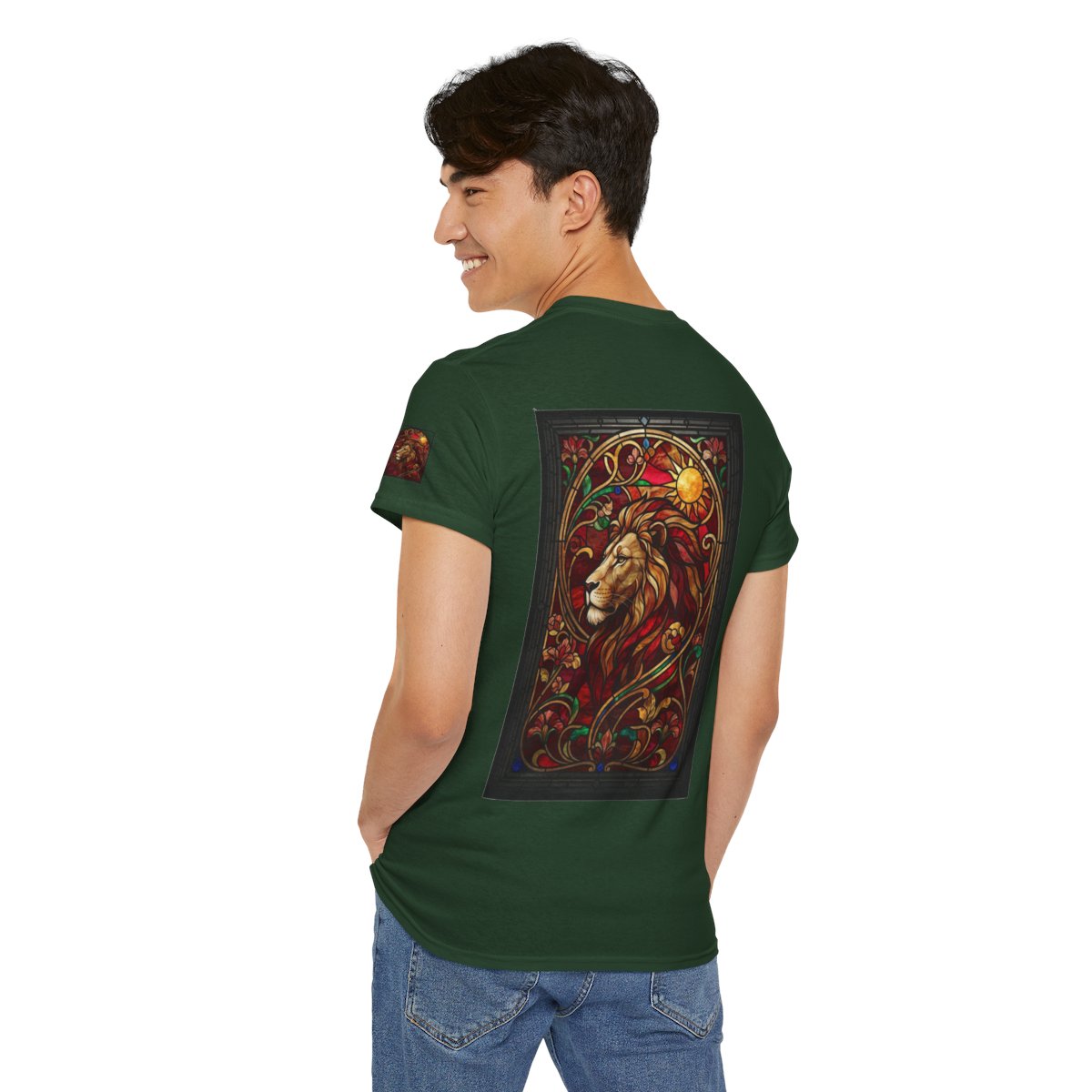 Color: Forest Green | Stained Glass Sign LEO Premium Graphic Tee