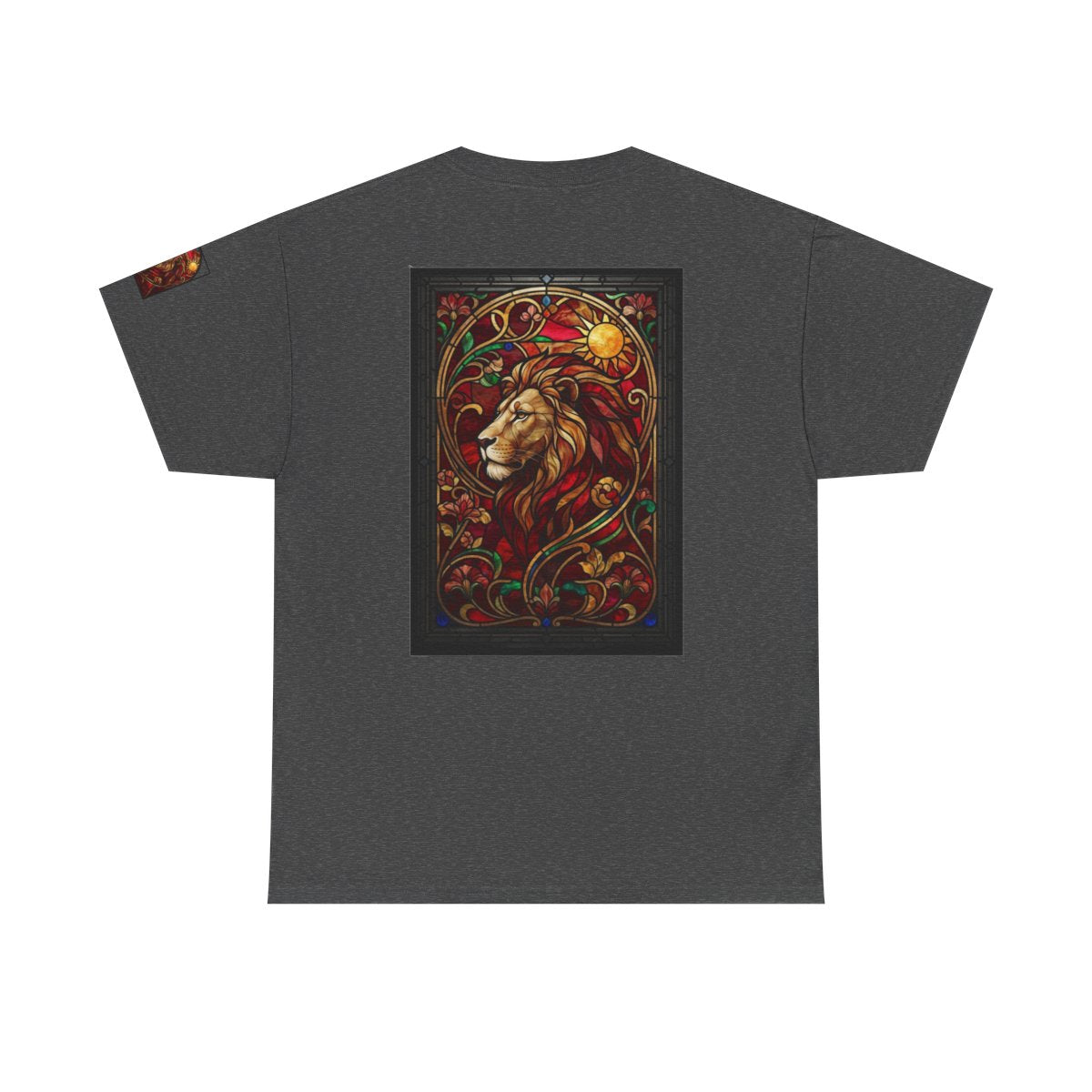 Color: Dark Heather | Stained Glass Sign LEO Premium Graphic Tee