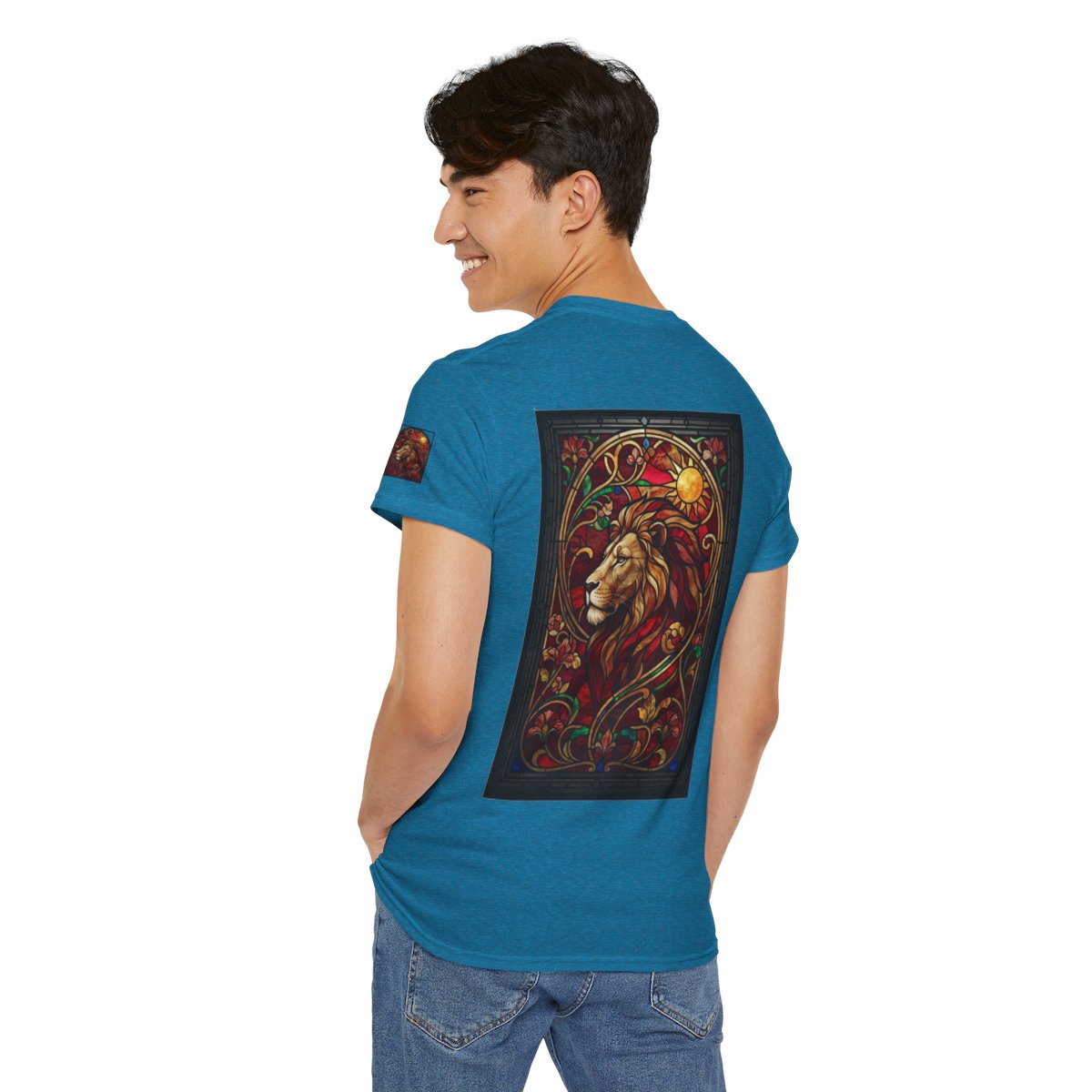 Color: Antique Sapphire | Stained Glass Sign LEO Premium Graphic Tee