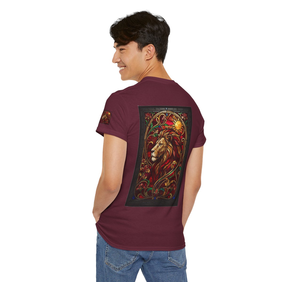 Color: Maroon | Stained Glass Sign LEO Premium Graphic Tee