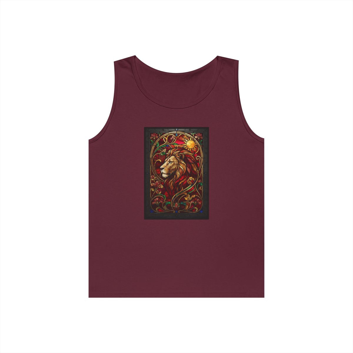 Color: Maroon | Stained Glass Sign LEO Tank Top