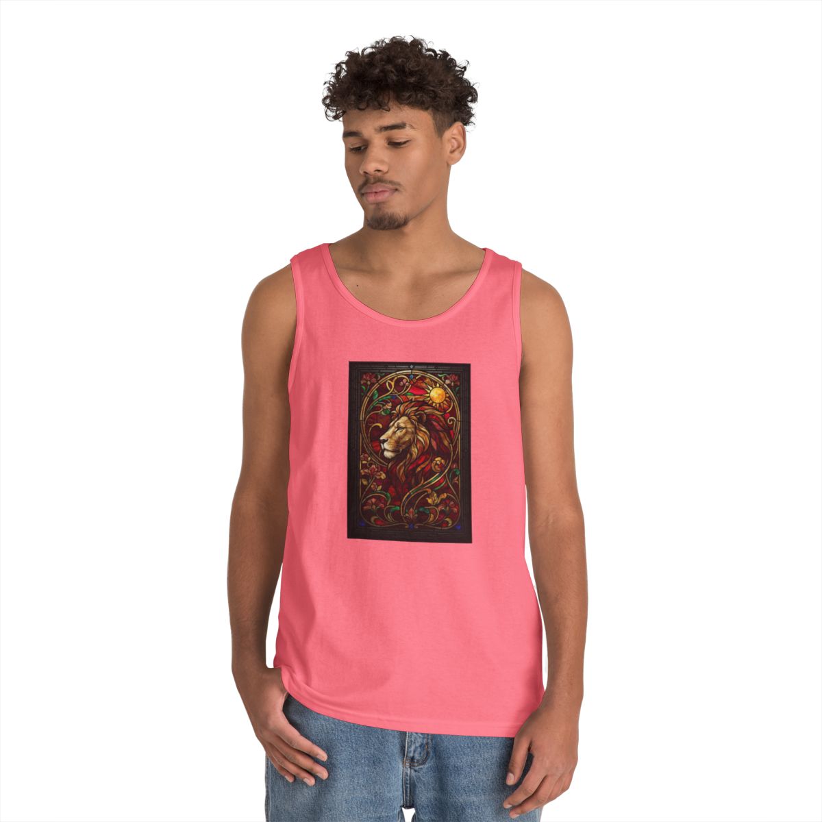Color: Safety Pink | Stained Glass Sign LEO Tank Top