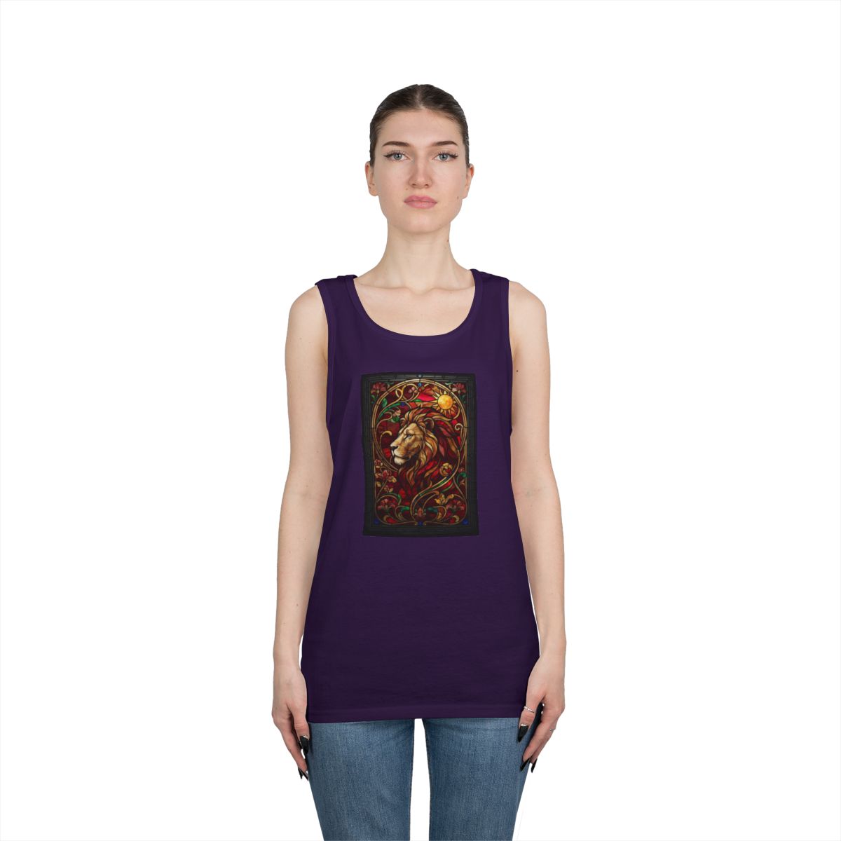 Color: Purple | Stained Glass Sign LEO Tank Top
