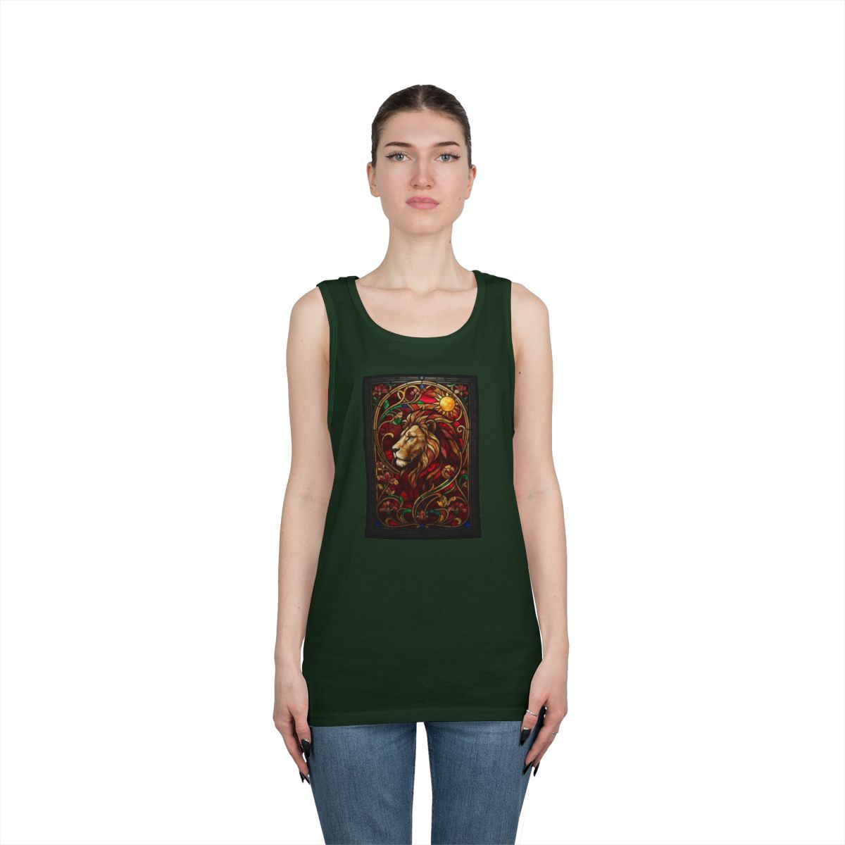 Color: Forest Green | Stained Glass Sign LEO Tank Top