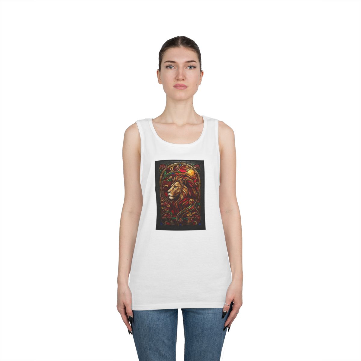 Color: White | Stained Glass Sign LEO Tank Top