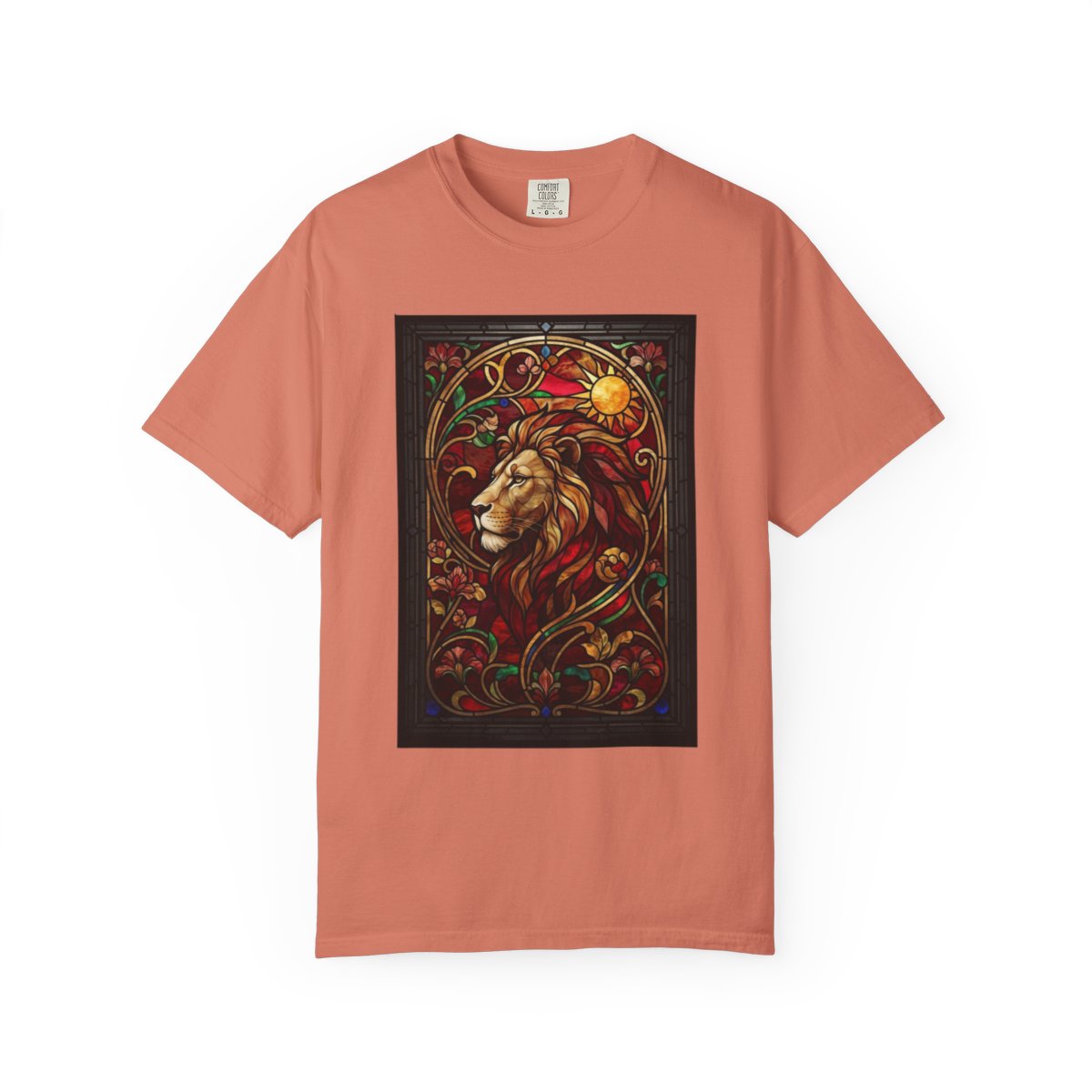 Color: Terracotta | Stained Glass Sign LEO Unisex Garment-Dyed Tee