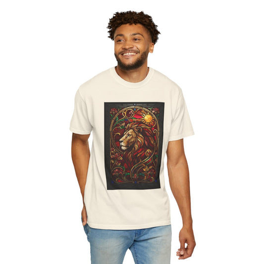 Color: Ivory | Stained Glass Sign LEO Unisex Garment-Dyed Tee