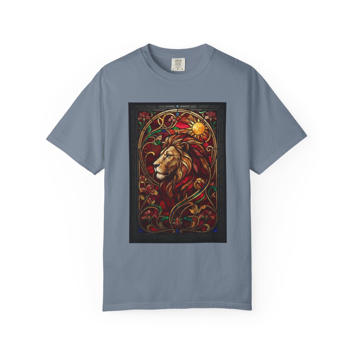 Color: Blue Jean | Stained Glass Sign LEO Unisex Garment-Dyed Tee