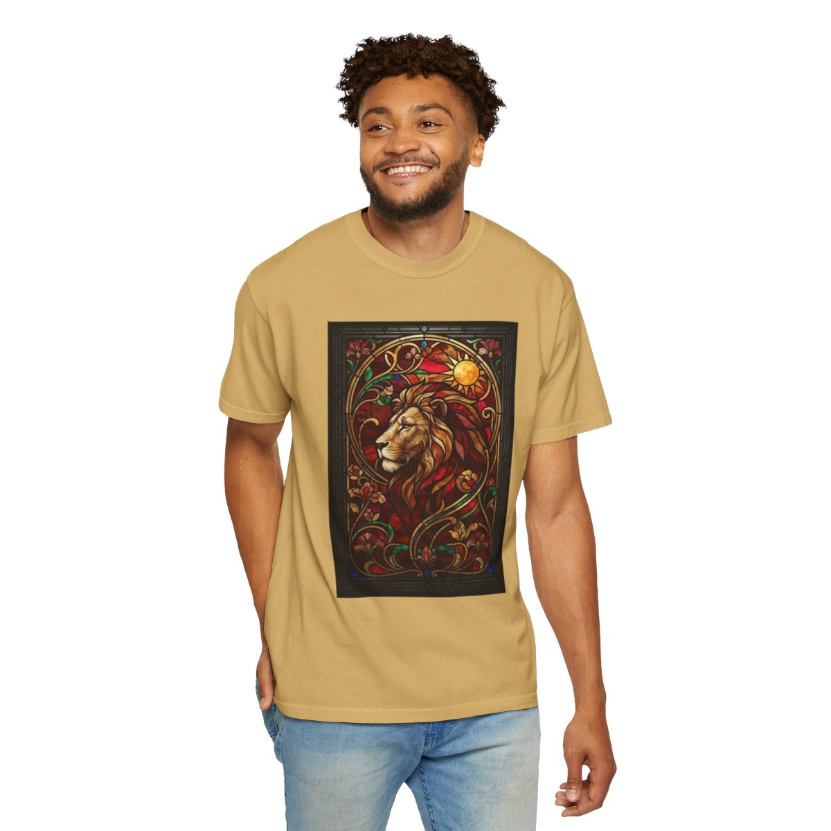 Color: Mustard | Stained Glass Sign LEO Unisex Garment-Dyed Tee