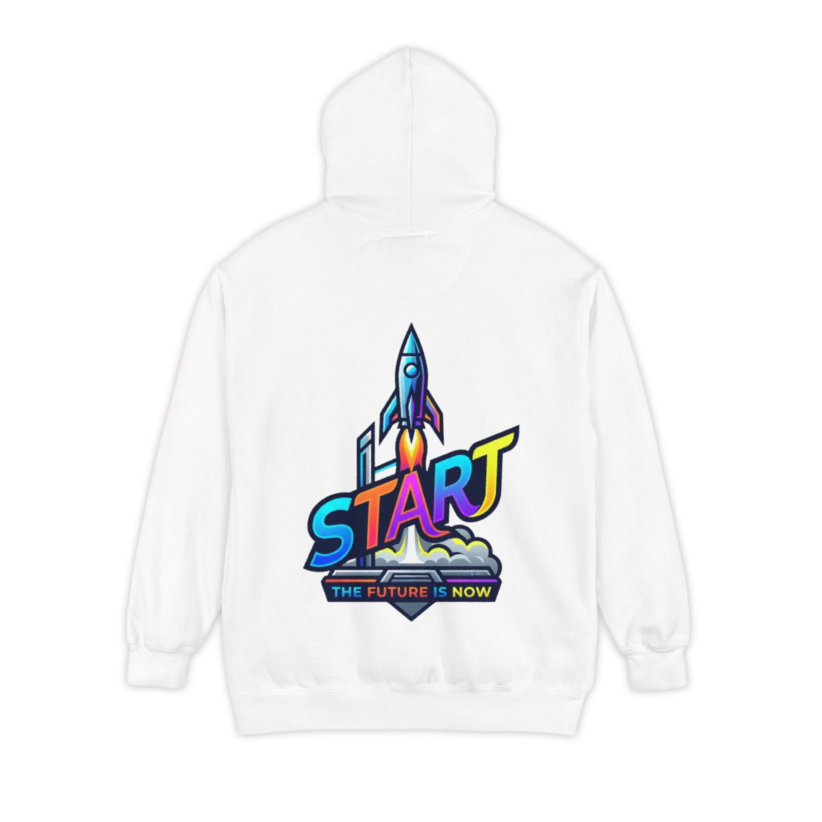 Color: White | Start The Future Is Now Garment-Dyed Hoodie