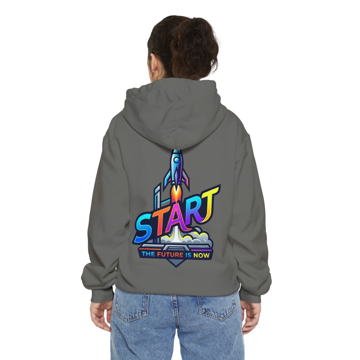 Color: Grey | Start The Future Is Now Garment-Dyed Hoodie