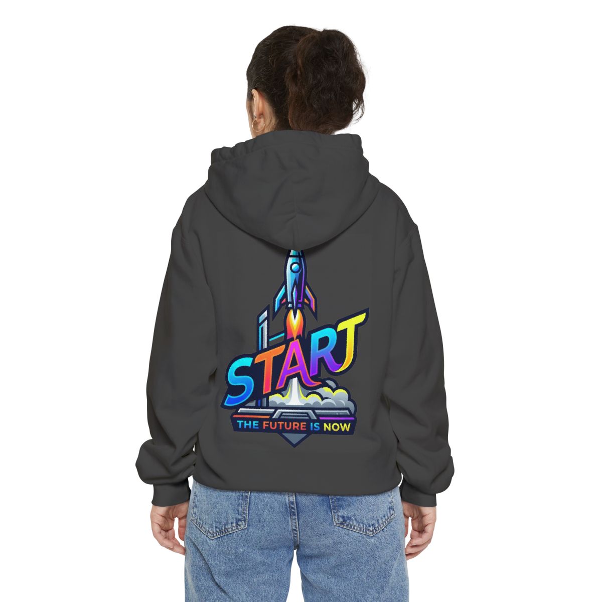 Color: Pepper | Start The Future Is Now Garment-Dyed Hoodie