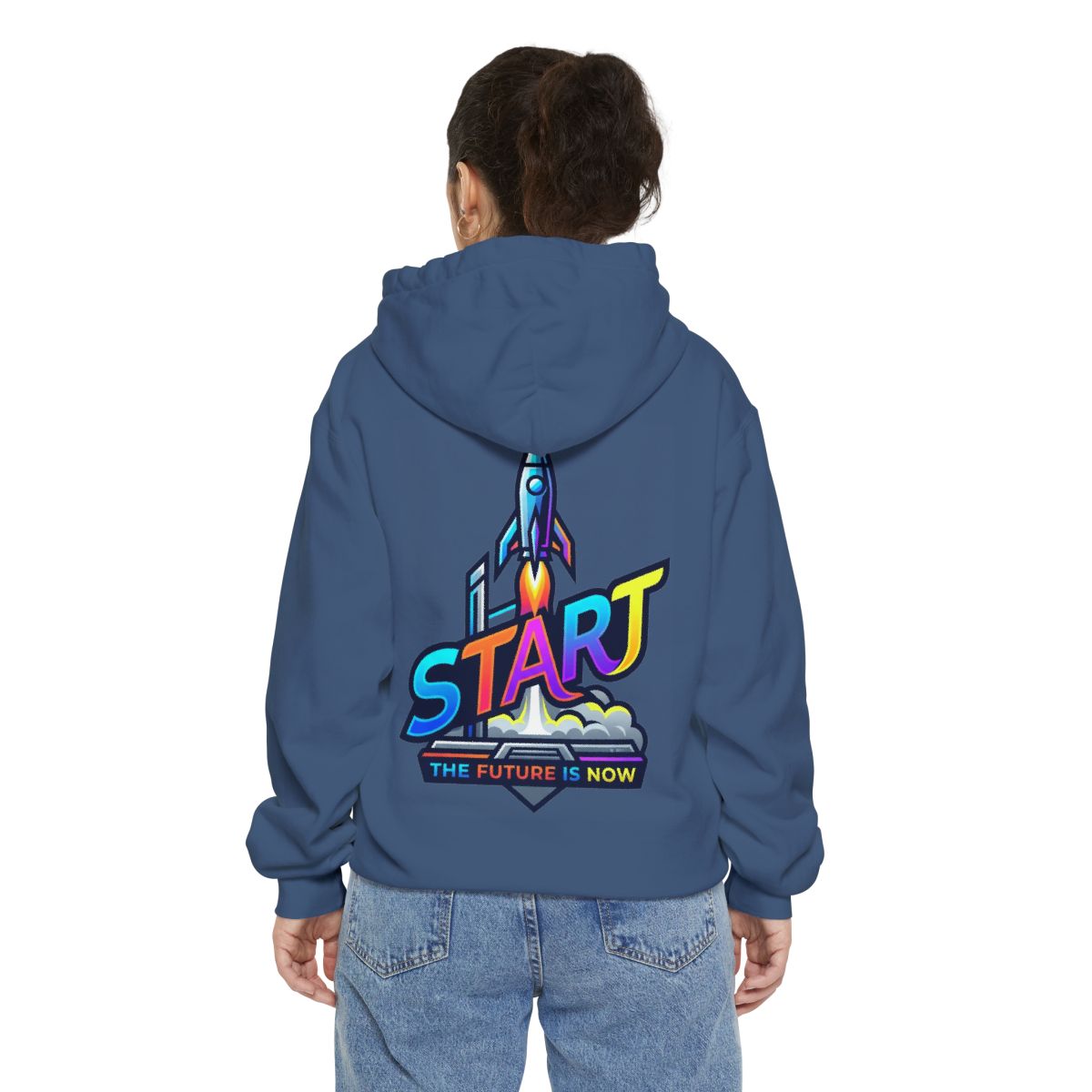 Color: True Navy | Start The Future Is Now Garment-Dyed Hoodie