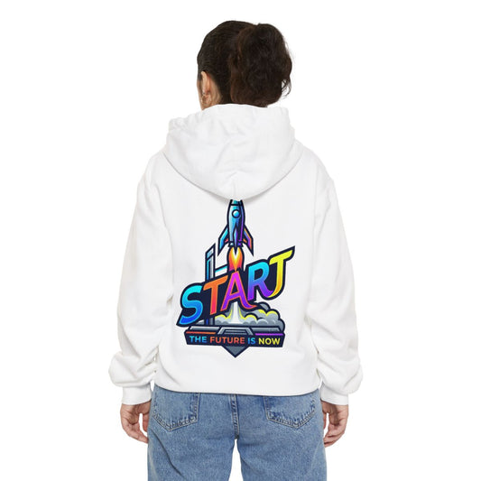 Color: White | Start The Future Is Now Garment-Dyed Hoodie
