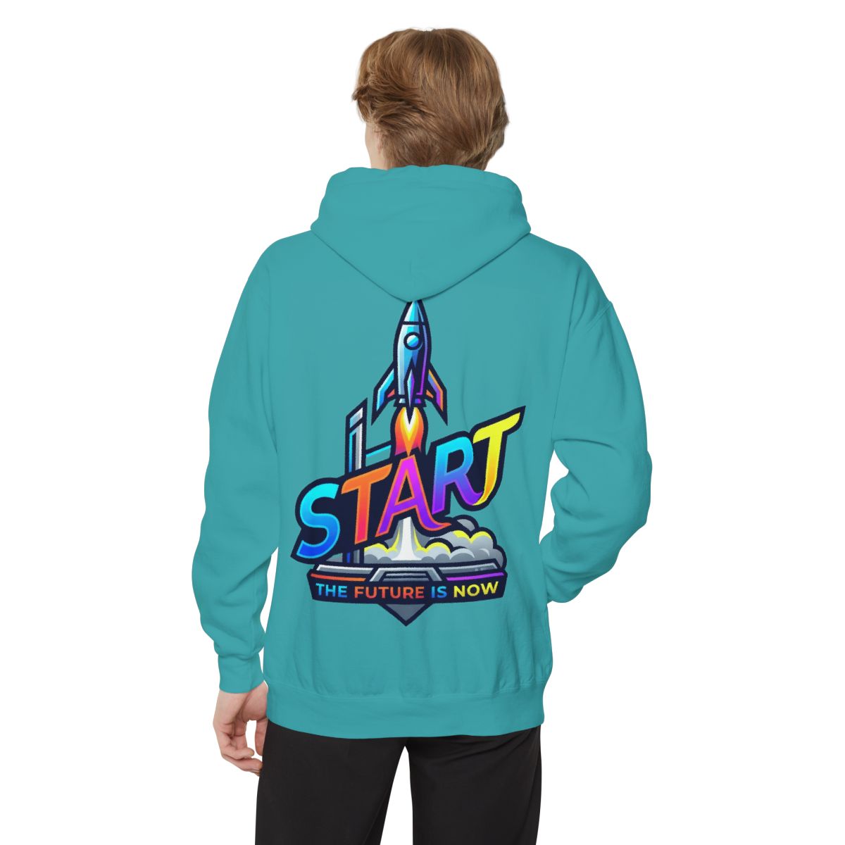 Color: Seafoam | Start The Future Is Now Garment-Dyed Hoodie