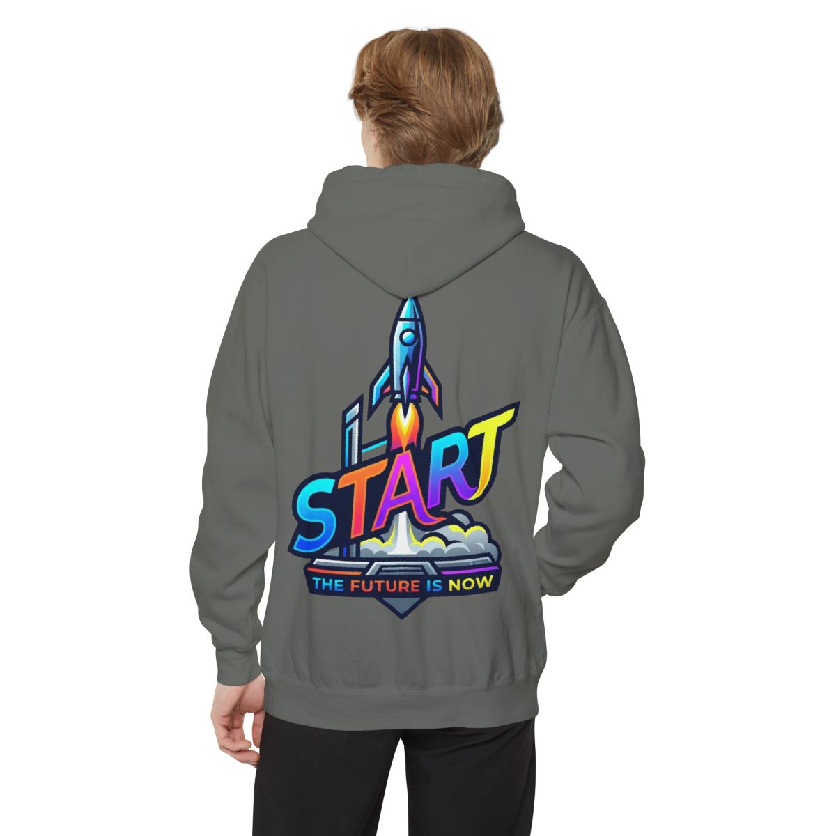 Color: Grey | Start The Future Is Now Garment-Dyed Hoodie