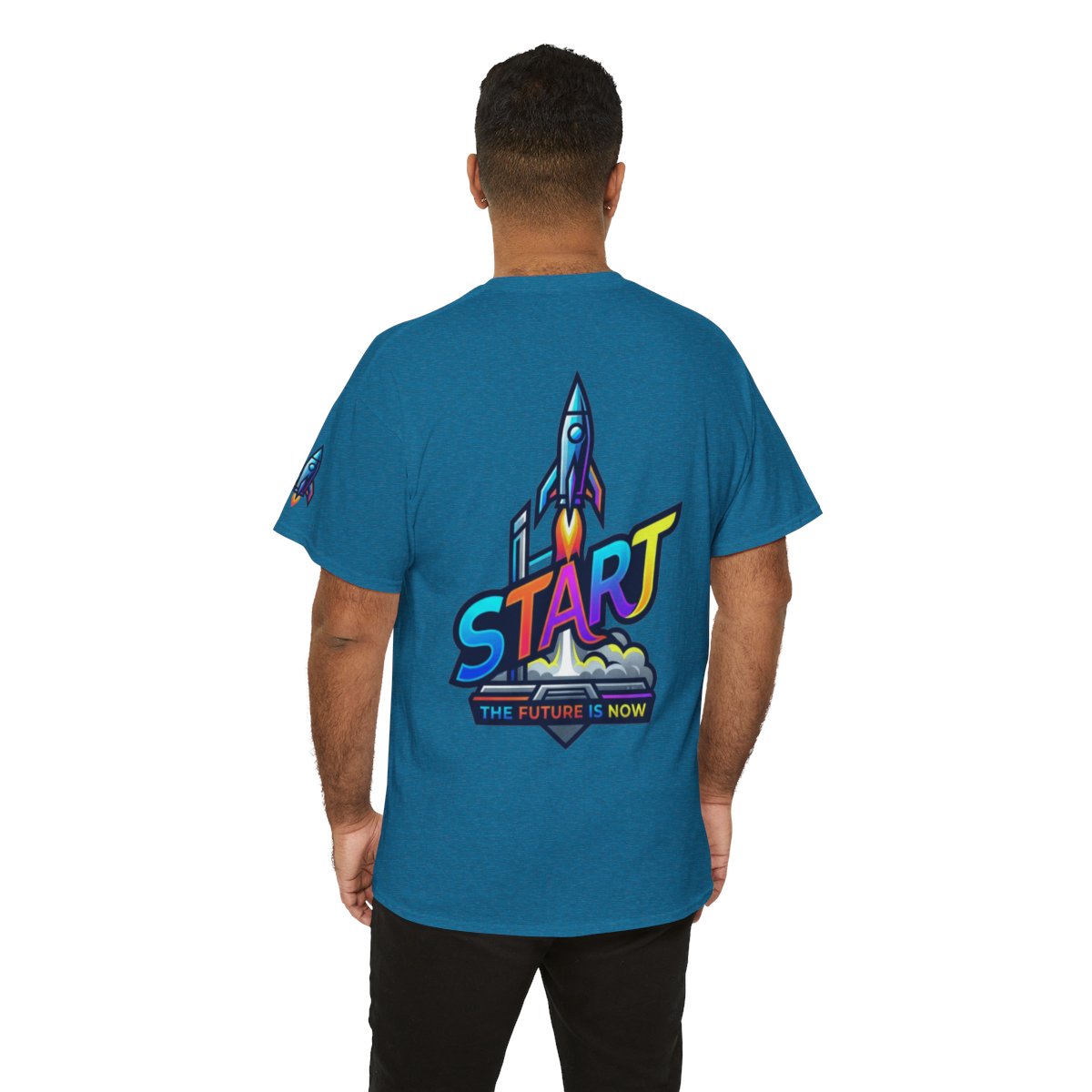 Color: Antique Sapphire | Start The Future Is Now Premium Graphic Tee