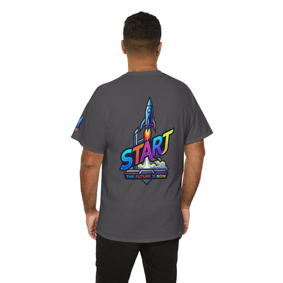 Color: Charcoal | Start The Future Is Now Premium Graphic Tee