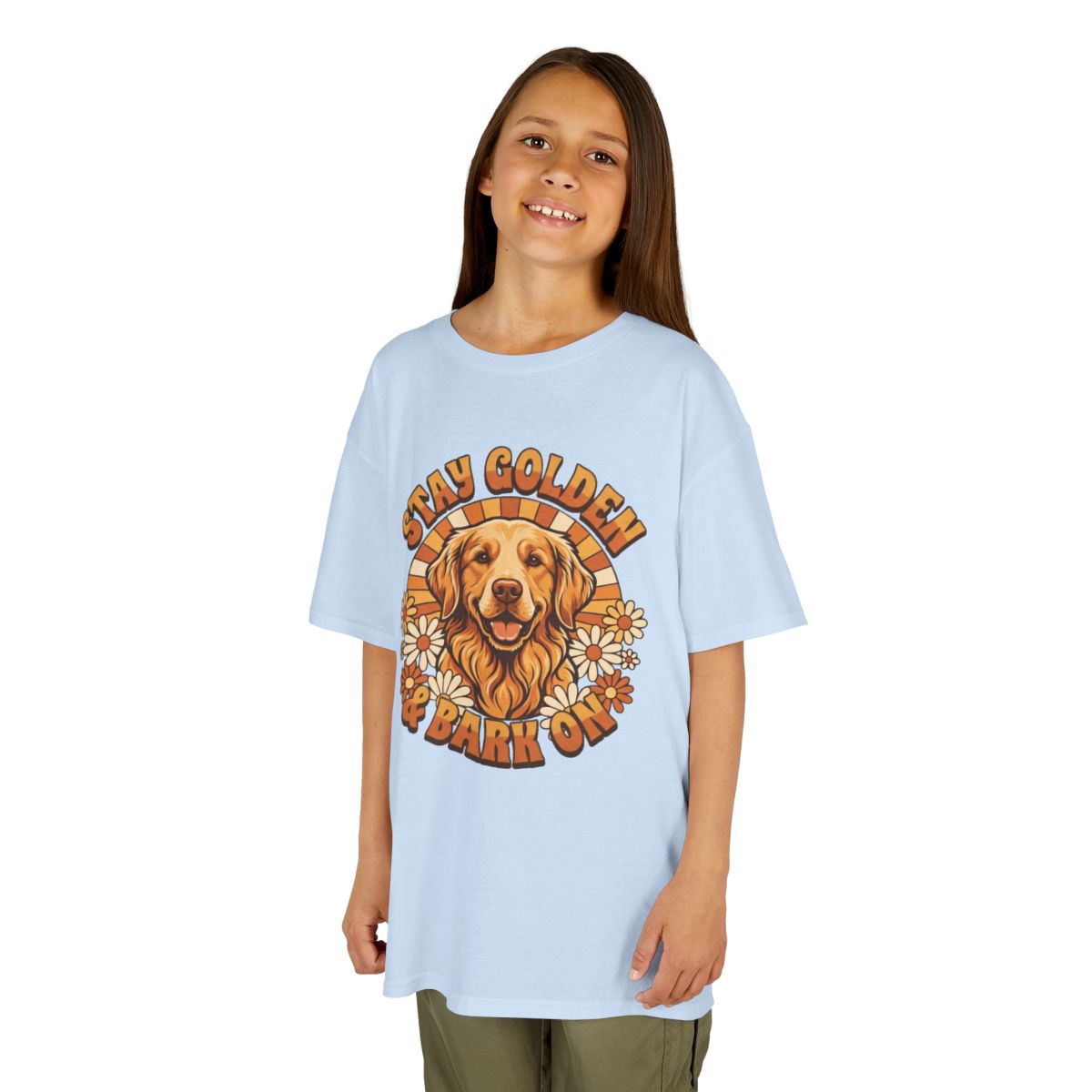 Color: Light Blue | Stay Golden & Bark On Kids Tee