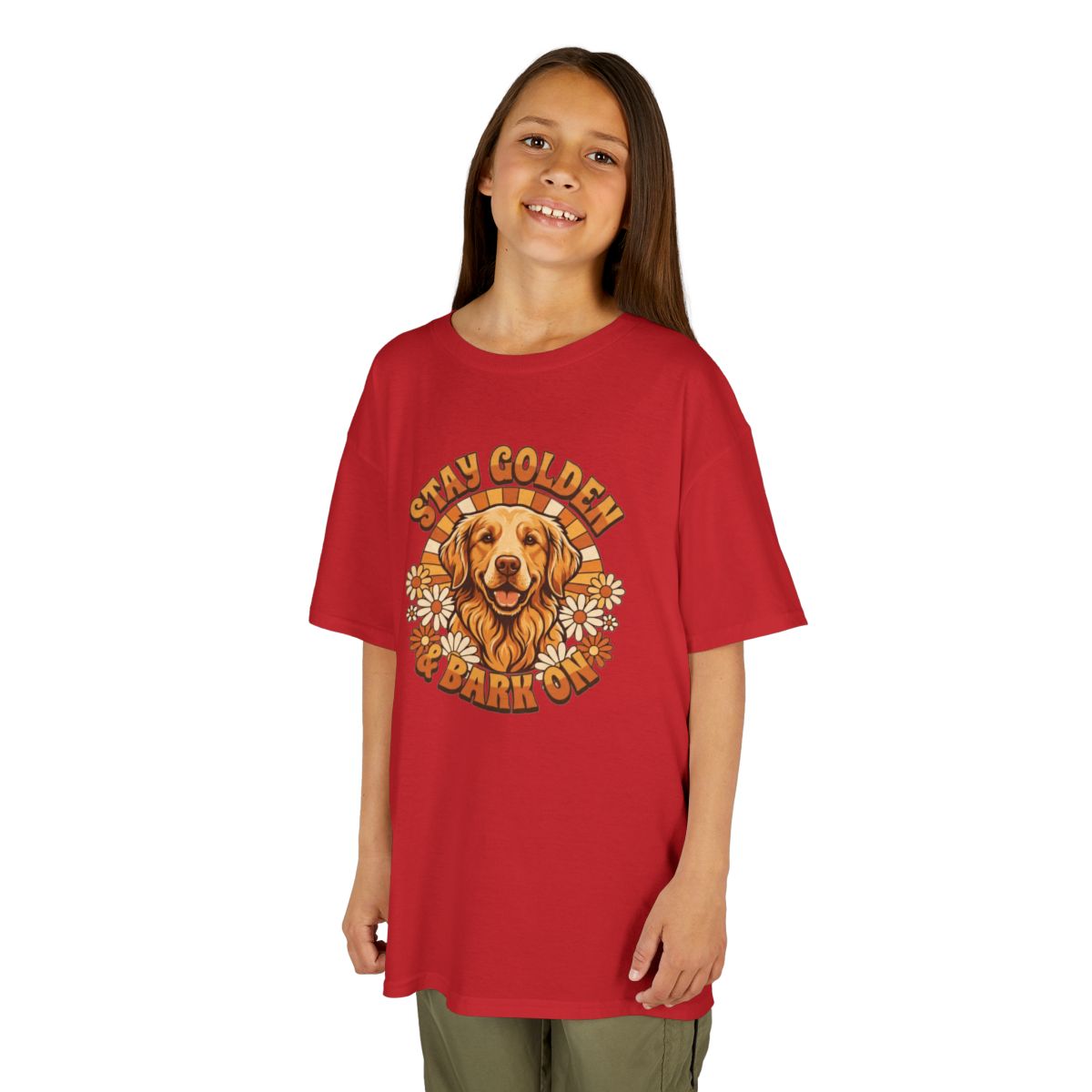 Color: Red | Stay Golden & Bark On Kids Tee