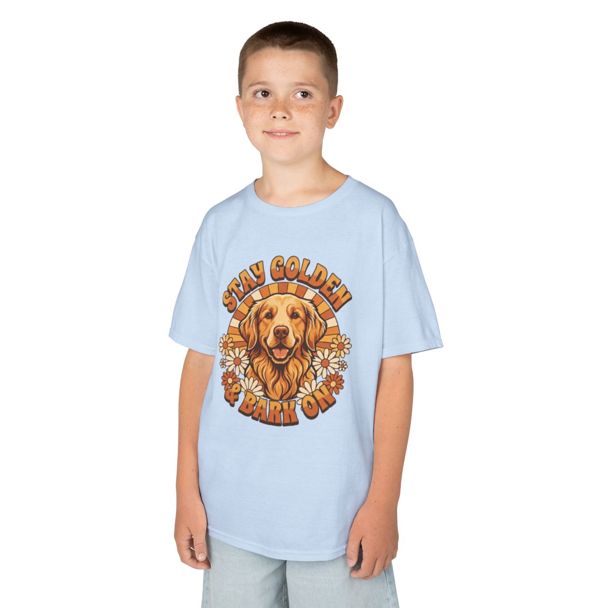 Color: Light Blue | Stay Golden & Bark On Kids Tee